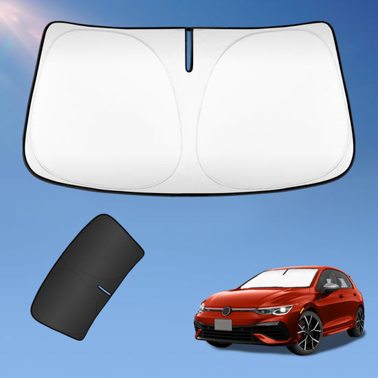 Picture of Sun Shade Sunshade for 2015-2021 Volkswagen Golf Windshield Cover, 2-Layers Sun Shield for VW Golf GTI 240T Silver Coating Sun Visor Foldable Window Shade Blocks UV Rays Car Accessories