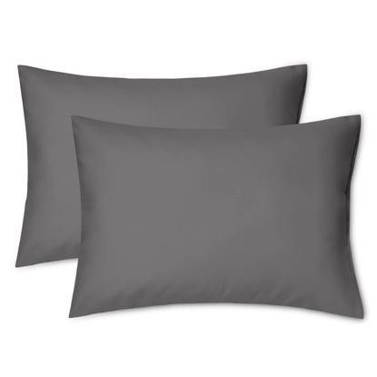 Picture of EXQ Home Toddler Pillowcases 13x18 Travel Pillow Case Set of 2, Small Pillow Case Fits Baby Pillow Sized 12x16, 13x18, Kids Pillowcases 2 Pack Machine Washable with Envelope Closure (Dark Grey)