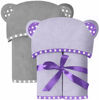 Picture of Set of 2 Bamboo Viscose Hooded Baby Towels - Purple and Grey - Luxurious, Large and Super Absorbent - 30 x 30 Inch - Soft and Suitable for Infants, Toddlers and Kids - 400 GSM