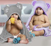 Picture of Set of 2 Bamboo Viscose Hooded Baby Towels - Purple and Grey - Luxurious, Large and Super Absorbent - 30 x 30 Inch - Soft and Suitable for Infants, Toddlers and Kids - 400 GSM