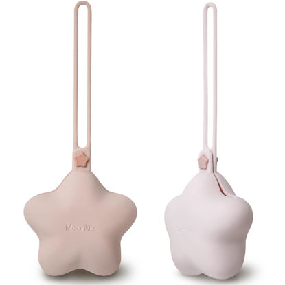 Picture of Moonkie Silicone Pacifier Holder Case, Cute Portable Pacifier Storage Case, 2 Pack