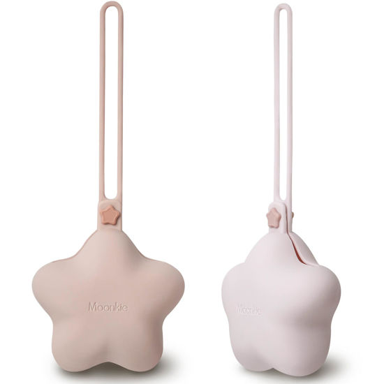 Picture of Moonkie Silicone Pacifier Holder Case, Cute Portable Pacifier Storage Case, 2 Pack
