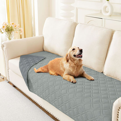 Picture of hyha Waterproof Dog Bed Blanket, Soft Pet Blankets, Waterproof Couch Cover for Dogs, Reversible Sofa Covers Washable for Furniture (30x70 Inch, Grey/Dark Grey)