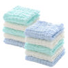 Picture of MUKIN Baby Washcloths - Natural Cotton Baby Wipes - Soft Newborn Baby Face Towel for Sensitive Skin- Baby Registry as Shower, 10 Pack 12x12 inches (Green,Blue,White)