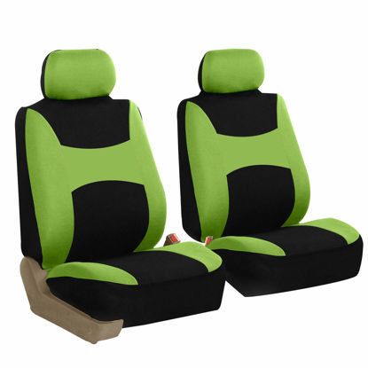 Picture of FH Group Car Seat Covers Front Set Green Cloth - Seat Covers for Low Back Car Seats with Removable Headrest, Universal Fit, Automotive Seat Cover, Airbag Compatible Car Seat Cover for SUV, Sedan, Van