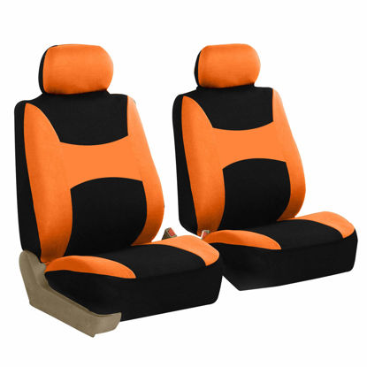 Picture of FH Group Car Seat Covers Front Set Orange Cloth - Seat Covers for Low Back Car Seats with Removable Headrest, Universal Fit, Automotive Seat Cover, Airbag Compatible Car Seat Cover for SUV, Sedan, Van