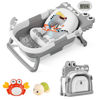 Picture of TPN Collapsible Baby Bathtub for Infants to Toddler with Real-time Temp Monitor+Floating Cushion,Foldable Baby Bath Tub Set Applicable 0-36 Month,Perfect Portable Travel Baby Tub for Newborns Boy