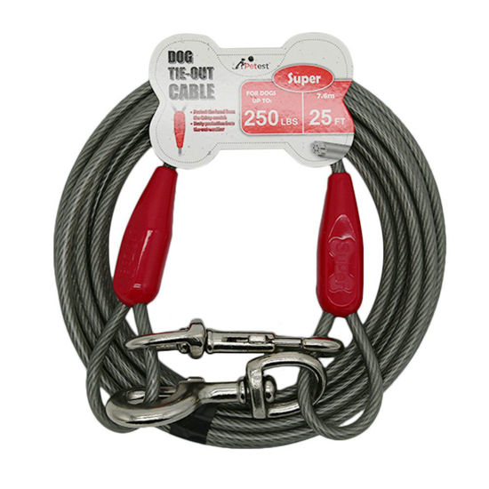 Picture of Petest 25ft Tie-Out Cable with Crimp Cover for Super Dogs Up to 250 Pounds