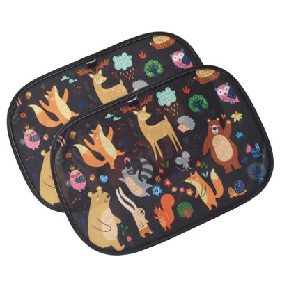 Picture of Car Window Sun Shade for Baby - Sun Blocker Cover - Sun Visor for Car Side Window - Sun Shield Protector for Baby - Sunshades for Side and Rear Car Windows - Cartoon Animal Design (2 Pack) 19"x12"