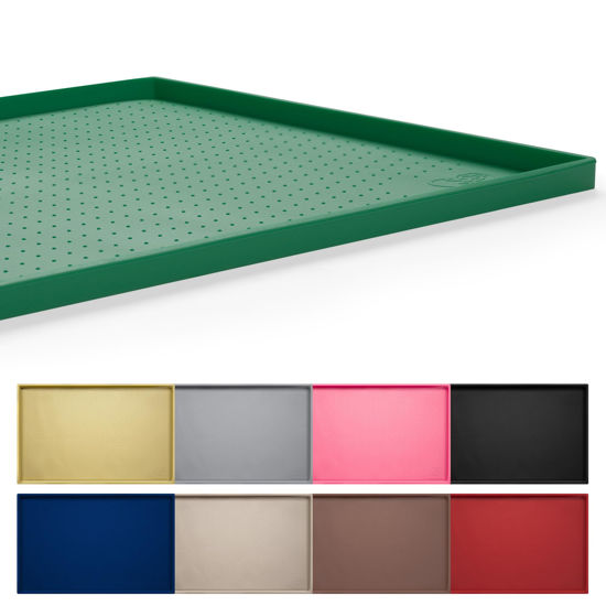 Picture of Hubulk Dog Feeding Mat,100% Waterproof Food Grade Silicone Pet Food and Water Bowl Placemat,Dishwasher, High Raised Edge to Prevent Spills,Nonslip Tray to Stop Messes on Floor(19"x12"x0.5",Hunter