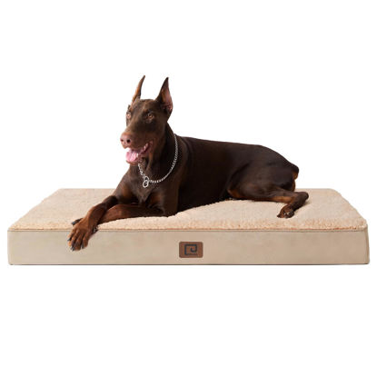Picture of EHEYCIGA Orthopedic XXL Dog Beds for Jumbo Dogs with Removable Washable Cover for Crate, Khaki, 47x29