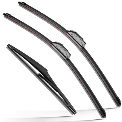 Picture of RAINTOK Windshield Wiper Blades Replacement for 2009-2016 Toyota Venza Original Factory Quality Front Rear Wipers Blade Set for My Car - 26" 22" 12" (Pack of 3)