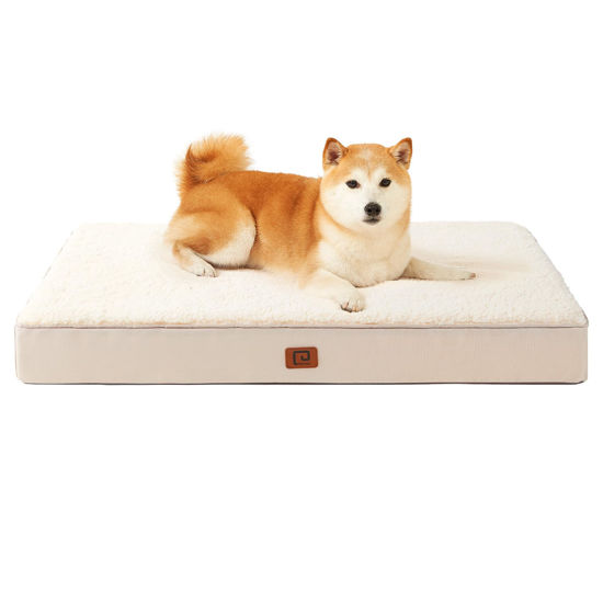 Picture of EHEYCIGA Orthopedic Dog Beds for Large Dogs with Removable Washable Cover for Crate, Camel, 35x23