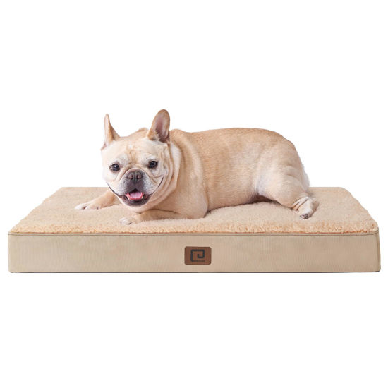 Picture of EHEYCIGA Orthopedic Medium Dog Beds for Small Dogs with Removable Washable Cover for Crate, Khaki, 30x20