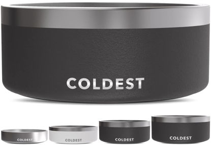 Picture of Coldest Dog Bowl - Anti Rust Metal & Non Slip Dog Bowls Large, Spill Proof Heavy Duty 3 Layers Insulated Dog Bowl - Food and Water Bowl for Dogs, Cats & Pets, Dishwasher Safe (100 oz, Stealth Black)