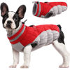 Picture of FUAMEY Dog Winter Coat - Warm Fleece Vest with Built-in Harness, Waterproof Windproof Reflective Snow Jacket for Dogs with Zipper, Red X-Small