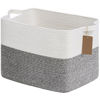 Picture of Goodpick Woven Storage Basket, Cotton Rope Basket with Handles, Toy Baskets Storage Kids, Blanket Basket for Living Room, Bedroom, Gray and White, 18 x 14 x 12 Inches