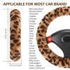 Picture of Accmor Fuzzy Car Steering Wheel Cover, Universal Fit Fur Auto Wheel Cover & Handbrake Cover & Gear Shift Cover Set, Anti-Slip Leopard Warm Fluffy Vehicle Wheel Protector Car Accessories for Men Women