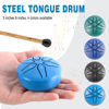 Picture of EASTROCK Mini Steel Tongue Drum for Kids 3 Inch 6 Notes Percussion Instrument Handpan Drum C Key with Mallets,Music Book (Blue)