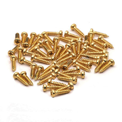 Picture of SAPHUE 50pcs Acoustic Electric Guitar Tuning Pegs ScrewsTuner Screws,Bass Guitar Machine Heads Mounting Screws for Electric/Acoustic Guitar Bass (Gold, 2 * 11mm)