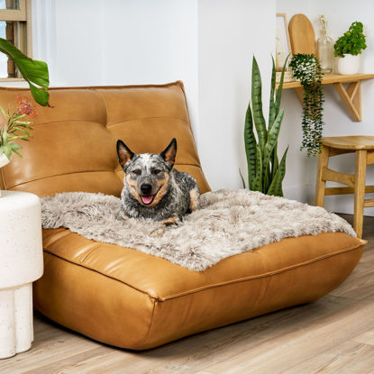Picture of Furhaven Waterproof Throw Blanket for Dogs & Indoor Cats, Washable - Shaggy Plush Calming Long Faux Fur & Velvet Dog Blanket - Driftwood, Medium