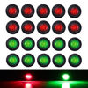 Picture of TMH (Pack of 20 3/4 Inch Round Green & Red LED Indicator Clearance Lamp Side Marker Light with Rubber for Trailer Truck Lorry Pickup 12V DC Flush Mount 3LED