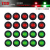 Picture of TMH (Pack of 20 3/4 Inch Round Green & Red LED Indicator Clearance Lamp Side Marker Light with Rubber for Trailer Truck Lorry Pickup 12V DC Flush Mount 3LED