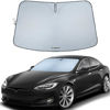 Picture of Magnelex Tesla Windshield Sun Shade (Model S), Reflective Polyester Blocks Heat & Sun, Foldable Car Window Sun Blocker, Mirror Cut-Out, Fade-Resistant Sunshade, Tesla S Accessories
