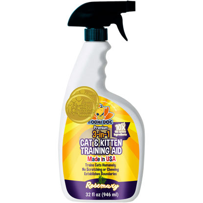 Picture of Bodhi Dog 3-in-1 Cat & Kitten Training Aid | Cat Deterrent Spray for Indoor and Outdoor Use | Cat Repellent Spray for Furniture | Establish Boundaries & Keep Cat Off | Made in The USA (32 oz)