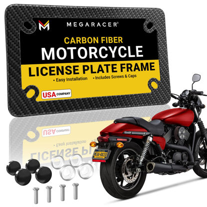 Picture of Carbon Fiber Motorcycle License Plate Frame | Motorcycle Plate Frame | Motorcycle License Plate Holder | Motorcycle Tag Frame | Porta Placa para Moto | Harley Davidson License Plate Frame Plate Cover