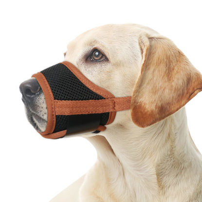 Picture of HEELE Dog Muzzle, Breathable Soft Pet Muzzle for Biting Barking Chewing Scavenging, Air Mesh Dog Muzzle with Adjustable Strap for Small Medium Large Dog