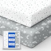 Picture of TotBasic Crib Fitted Sheet Star, Super Stretchy Jersey Crib Sheets, Buttery Soft Boy Crib Mattress Sheets, Ultra Breathable Baby Bed Sheets 28x52x9 Extra Deep Pocket, 2 Pack