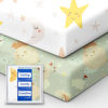 Picture of TotBasic Space Crib Fitted Sheet, Super Stretchy Jersey Star Crib Sheets, Buttery Soft Boy Crib Mattress Sheets, Ultra Breathable Baby Bed Sheets 28x52x9 Extra Deep Pocket, 2 Pack
