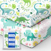 Picture of TotBasic Dinosaur Crib Sheets for Boys, Premium Soft Crib Mattress Fitted Sheet, Ultra Breathable Baby Sheets, Super Stretchy Baby Bed Sheets 28x52x9 Extra Deep Pocket, 2 Pack