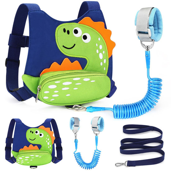 Picture of Accmor Toddler Harness Leash, Cute Dinosaur Kids Harness Children Leash with Anti Lost Wrist Link for Outdoor Travel, Adorable Child Leash Walking Harness Wristband Assistant Strap for Baby Ages1-4