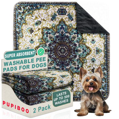 Picture of PUPIBOO Washable Pee Pads for Dogs - Super Absorbent Reusable Puppy Training Pads - 100% Waterproof, Leak-Proof & Non-Slip Whelping Pads for Pet Housebreaking