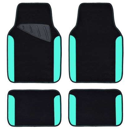 Picture of CAR PASS Waterproof Universal Fit Car Floor Mats, Teal Car Mats Fit for SUV,Vans,sedans, Trucks,Set of 4pcs Car Carpet for Women(Black with Mint)