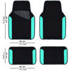 Picture of CAR PASS Waterproof Universal Fit Car Floor Mats, Teal Car Mats Fit for SUV,Vans,sedans, Trucks,Set of 4pcs Car Carpet for Women(Black with Mint)