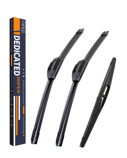 Picture of Replacement for Mazda 3 2014-2018,Nissan Pathfinder 2005-2012,Nissan Xterra 2005-2015 Silent Wipers -FAPIUO Front and Rear Windshield Wipers 24"+18"+12" Full Blade Set (3 Pack) U/J HOOK
