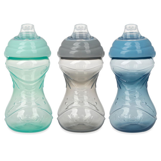 Picture of Nuby Clik-It Soft Spout No-Spill Easy Grip Sippy Cup - (3-Pack) 10 Oz - 6+ Months - Neutral