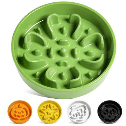 Picture of LE TAUCI Slow Feeder Dog Bowls Ceramic, 1.5 Cups Slow Eater Bowl for Dogs, Puppy Slow Feeder Bow for Fast Eaters, Dog Dishes to Slow Down Eating, Puzzle Dog Food Bowl, Maze Dog Bowl,Clover Green