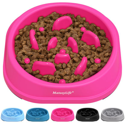 Picture of MateeyLife Small Slow Feeder Cat Bowls, Anti-Choking Puzzle Cat Food Bowls, Non Slip Interactive Dog Feeding Bowls Slow Down Eating, Bloat Stop Maze Cat Dishes Dog Feeder for Small Breeds 1 Cup Purple