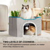 Picture of Bedsure Cat Beds for Indoor Cats - Large Cat Cave for Pet Cat House with Fluffy Ball Hanging and Scratch Pad, Foldable Cat Hideaway,16.5x16.5x13 inches, Grey