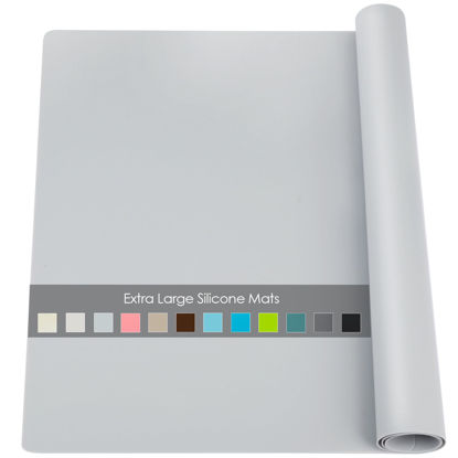 Picture of Extra Large Silicone Mat, 31.5x23.6 Large Silicone Placemats for Kids, Gray Large Silicone Sheet for Crafts Heat Resistant Mat for Kitchen Counter, Non-Stick Silicone Table Mat for Dough and Pastry