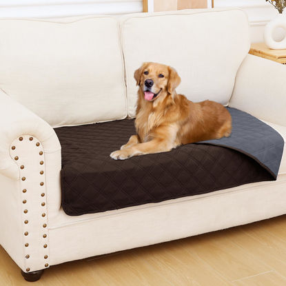 Picture of Smiry Waterproof Dog Blanket, Reversible Dog Bed Cover Pet Blanket, Soft Couch Cover for Dogs Washable, Bed Couch Sofa Furniture Protector for Puppy Cat Kids (30"x53", Chocolate/Dark Grey)