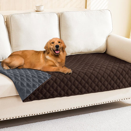 Picture of Smiry Waterproof Dog Blanket, Reversible Dog Bed Cover Pet Blanket, Soft Couch Cover for Dogs Washable, Bed Couch Sofa Furniture Protector for Puppy Cat Kids (30"x70", Chocolate/Dark Grey)