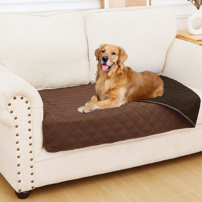 Picture of Smiry Waterproof Dog Blanket, Reversible Dog Bed Cover Pet Blanket, Soft Couch Cover for Dogs Washable, Bed Couch Sofa Furniture Protector for Puppy Cat Kids (30"x53", Brown/Chocolate)