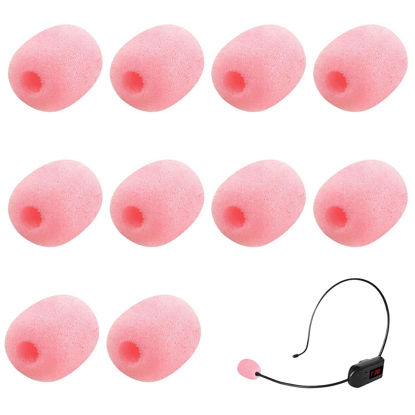 Picture of 10 Pack Lapel Headset Microphone Windscreen,Christmas Stocking Stuffers Microphone Sponge Foam Cover Mini Size Lavalier Microphone Windscreen for Variety of Headset Microphone, Pink