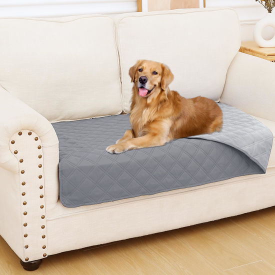Picture of Smiry Waterproof Dog Blanket, Reversible Dog Bed Cover Pet Blanket, Soft Couch Cover for Dogs Washable, Bed Couch Sofa Furniture Protector for Puppy Cat Kids (30"x53", Grey/Light Grey)