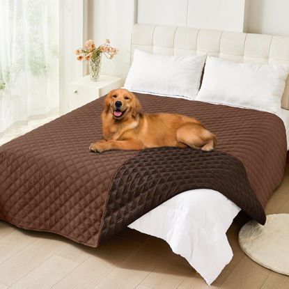 Picture of Smiry Waterproof Dog Blanket, Reversible Dog Bed Cover Pet Blanket, Soft Couch Cover for Dogs Washable, Bed Couch Sofa Furniture Protector for Puppy Cat Kids (82"x102", Brown/Chocolate)